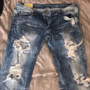 ✨Distressed Acid Wash Machine Skinny Jeans✨